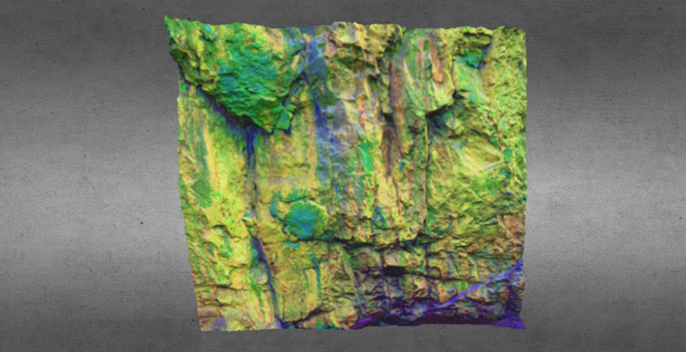 3D model of Cingle dels Tolls del Puntal, false color.